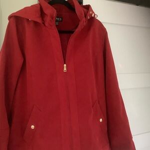 Jones New York Red Hooded Utility Jacket